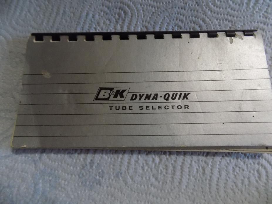 Vintage 1962 B&K DYNA-QUIK 650 Vacuum Tube Tester Selector Book