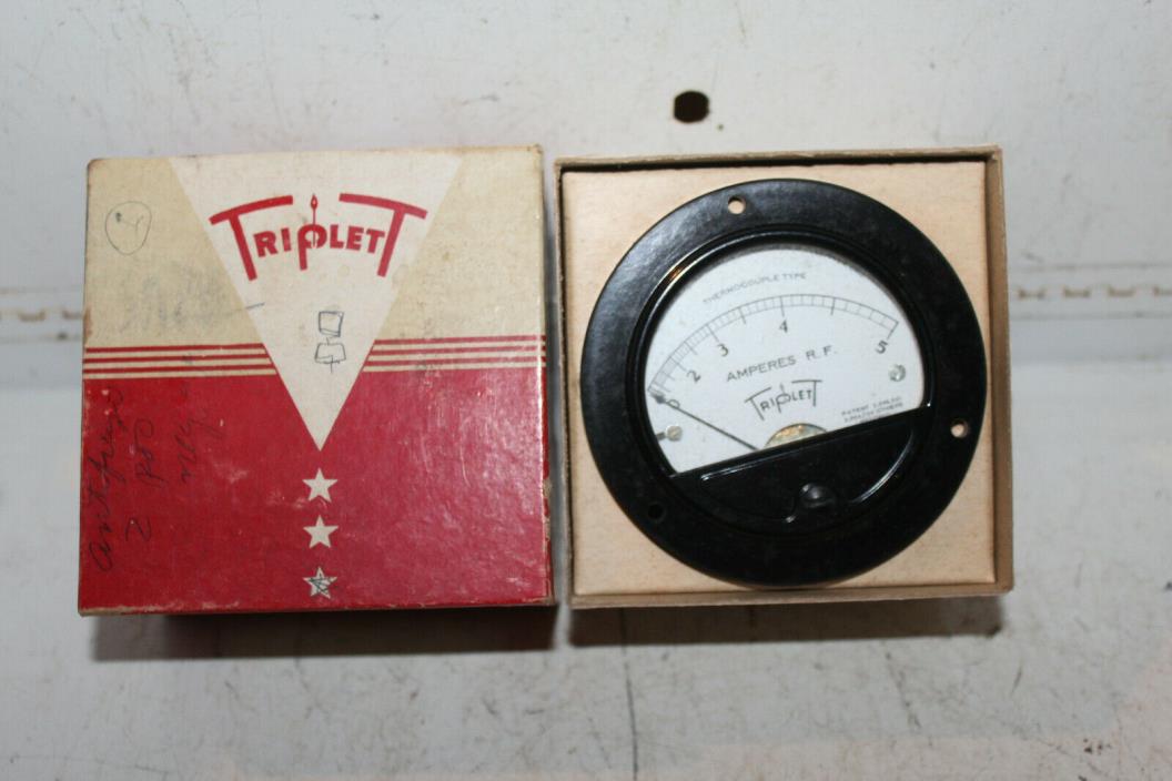Vintage NOS Triplett Panel Meter Tester Model 341T 0-5Amp Thermocouple Type