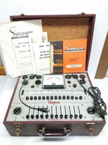 SIMPSON MODEL 1000 TUBE TESTER WITH PAPERWORK UNTESTED FOR PARTS OR REPAIR