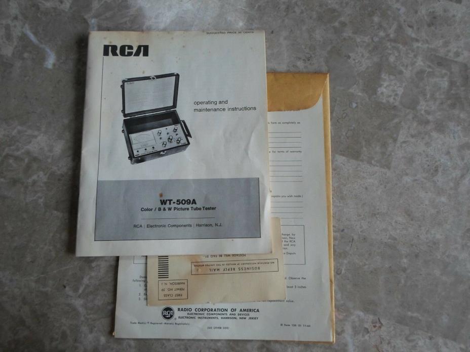 RCA WT-509A Picture Tube Tester Manual