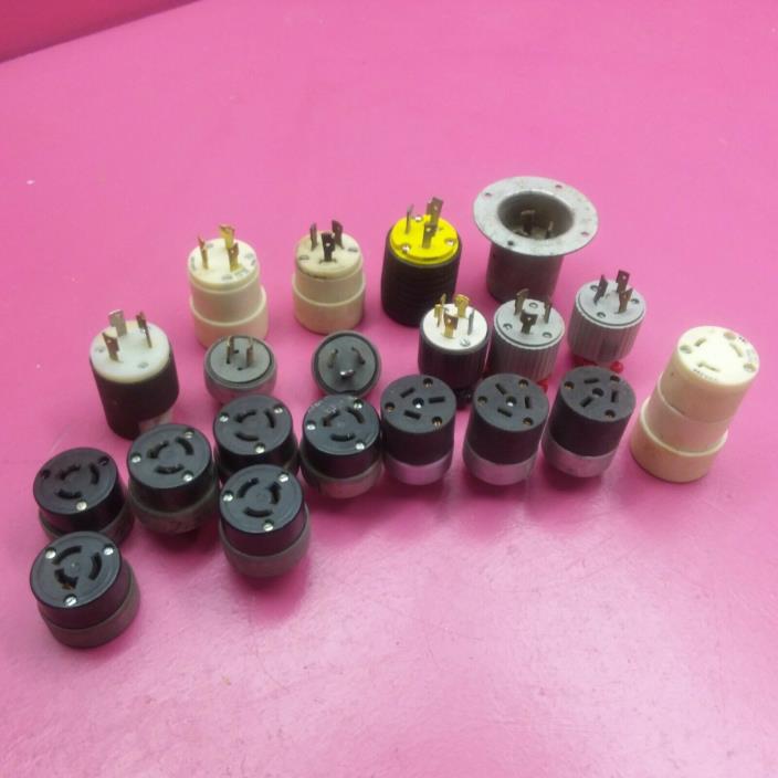 LOT OF 20 INDUSTRIAL PLUGS & OUTLETS TOO MUCH TO INDIVIDUALLY DESCRIBE SEE PHOTO