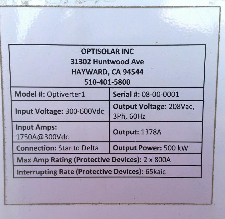 Opti Solar 500KW solar inverter