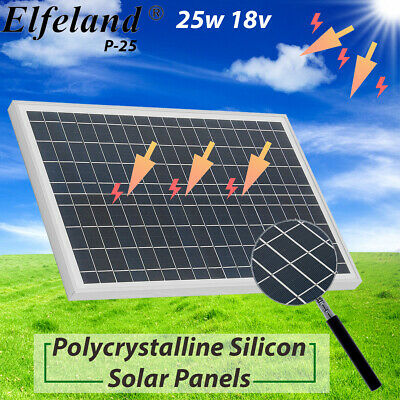 Elfeland Mono 25W 18V Solar Panel Module Battery For 12V RV Boat Home Car