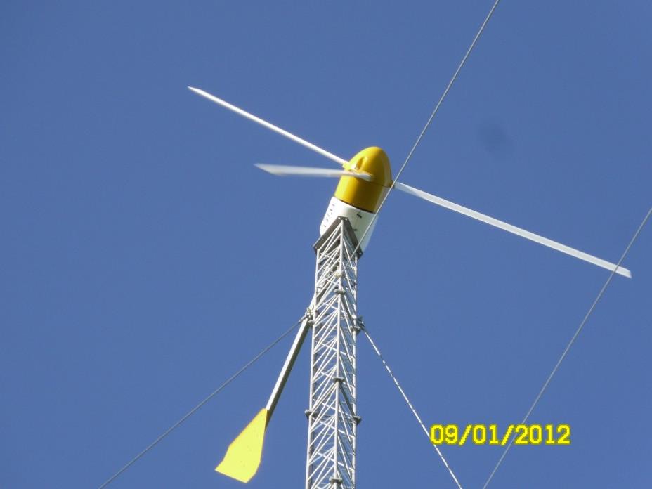Bergey wind turbine 10k complete system with 140 ft guyed lattice tower.