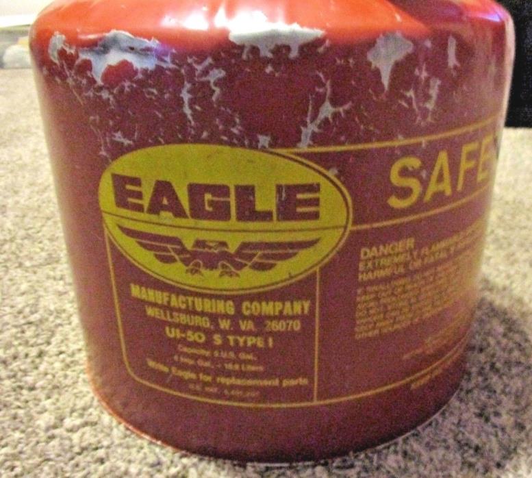 Vintage EAGLE Galvanized 5-Gallon GASOLINE SAFETY CAN ~ UI-50 S Type 1