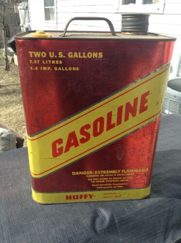 Vintage HUFFY 2 Gallon Metal Vented Gas Can with Flexible Pour Spout