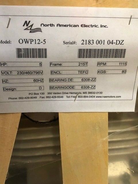North American Electric 5HP 3 Phase Electric Motor