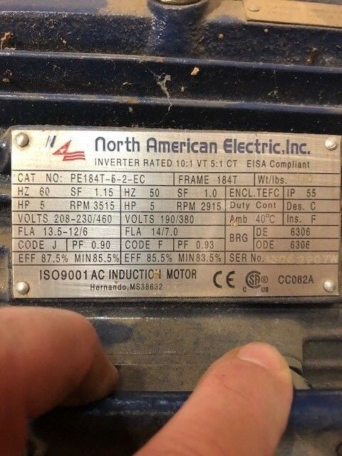 North American Electric 5 HP Electric Motor