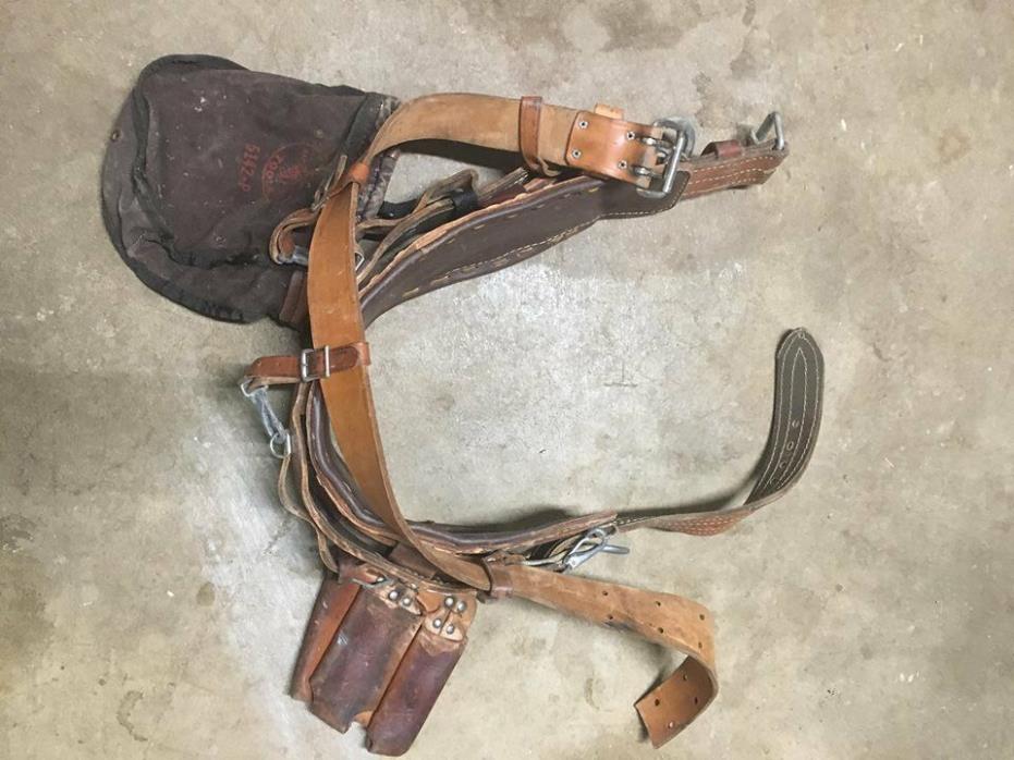 Bashlin Lineman's Belt Size D26 No.88 Gut strap, leather pole strap, tool pouch