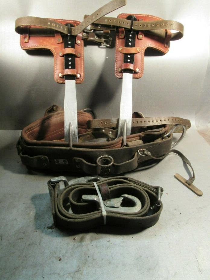 Set With BUCKINGHAM Co Adjustable Pole/Tree Climbing Spurs/Spikes/Gaffs Kit