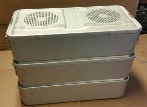 LOT OF THREE AESCULAP DBP STERILIZATION CONTAINER CASES 21-3/4 x 10-1/4 x 5
