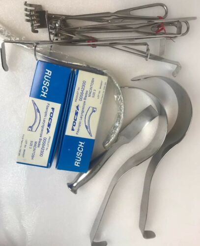 Medical Vet Instruments Sicoa Chisel 2 NIB Rusch Laryngoscope Blades & Retractor