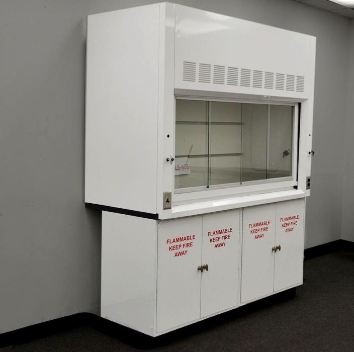 6' Dual Sash Chemical Fume Hood With Valves & 2 Flammable Storage Cabinets - R