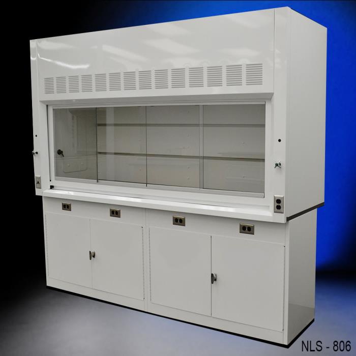 8' Fisher American Chemical Laboratory Fume Hood with Two Storage Cabinets