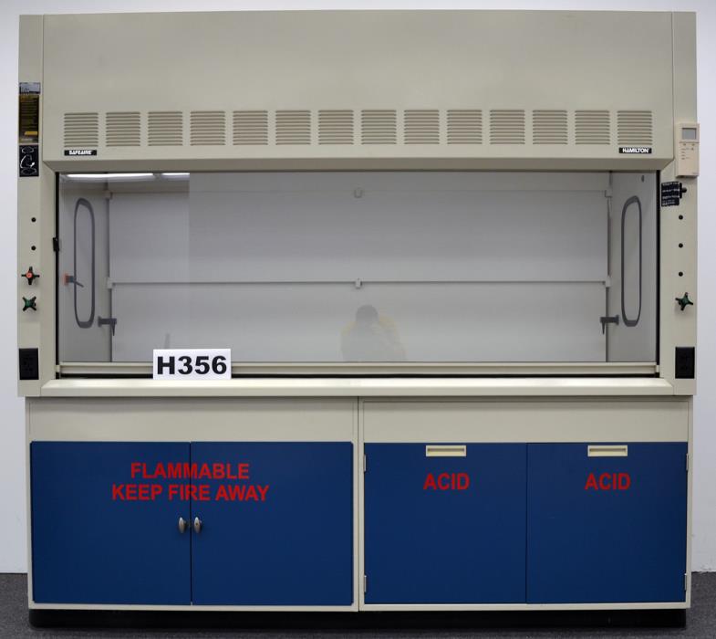 Used 8FT Safeaire Fume Hood & Flammable & Acid Cabinets Stock#H356  Hamilton