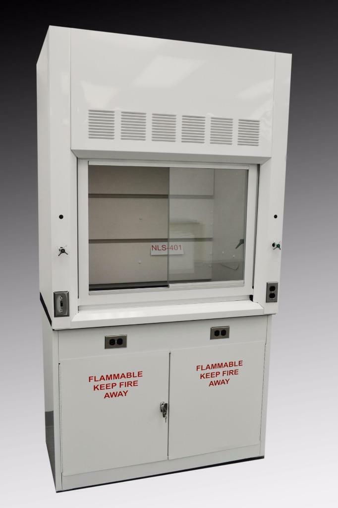 Fisher 4'  Chemical Laboratory Fume Hood w/ Flammable Storage Cabinet & Valves