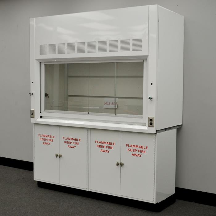6' Chemical Laboratory Fume Hood w/ Valves - Two Flammable Cabinet - Top