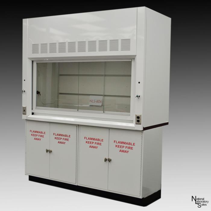 6' Fume Hood - Dual Sash Valves 2-Flammable Storage Cabinets, Outlet, Light