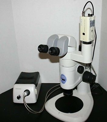 Nikon SMZ-1500 Stereozoom Trinocular Microscope & Desktop Pole Stand Video Nice