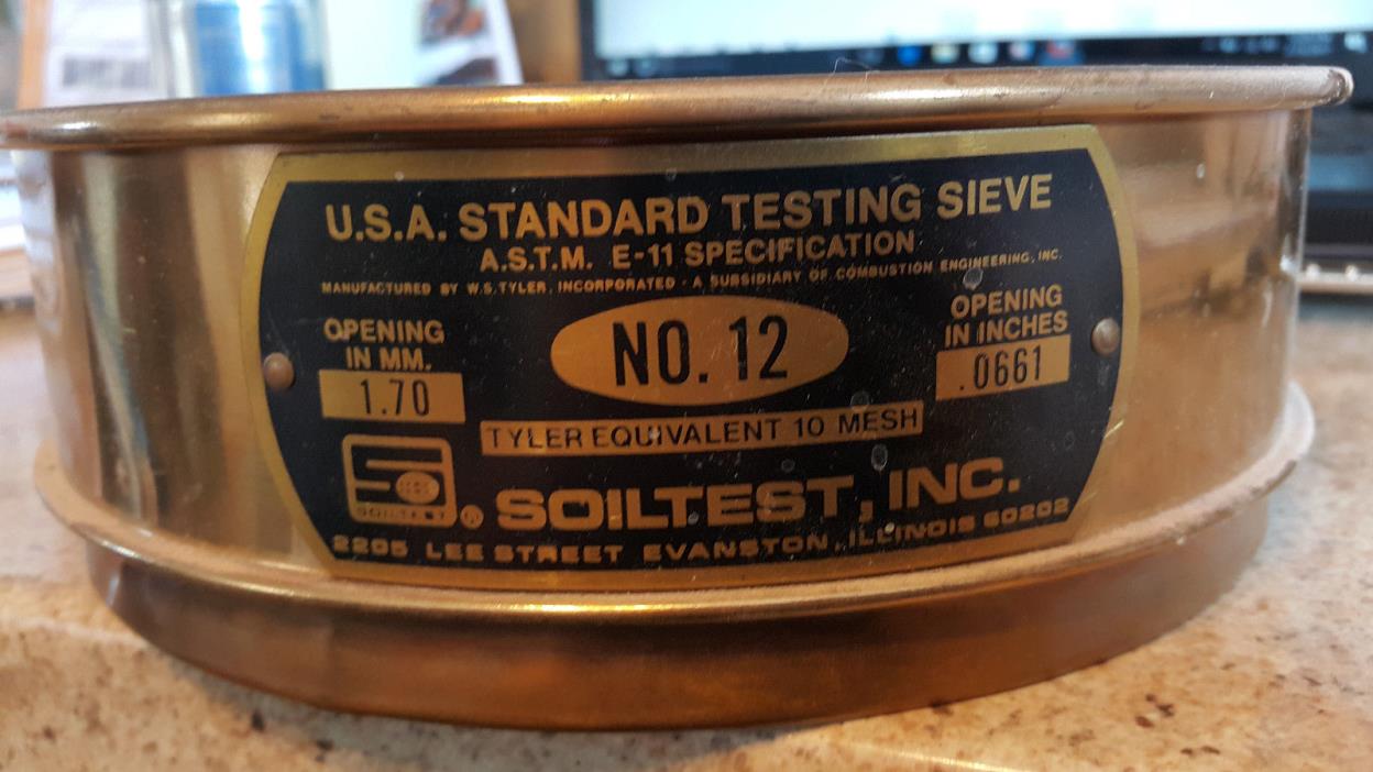 No.12       .0661 inch opening/ or 1.70mm  Soil Test, INC Standard Testing Sieve