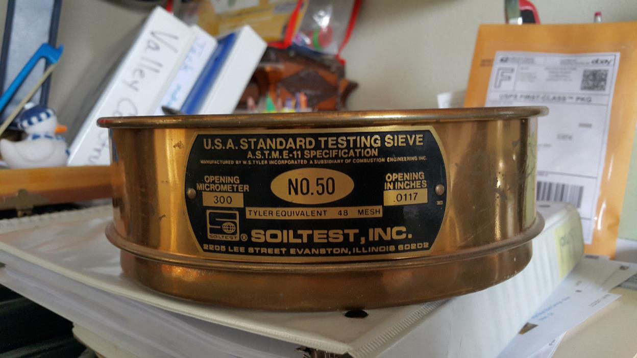 NO.50  300 microm .0117 inch SoilTest, INC Standard Testing Sieve 8 inch dmtr