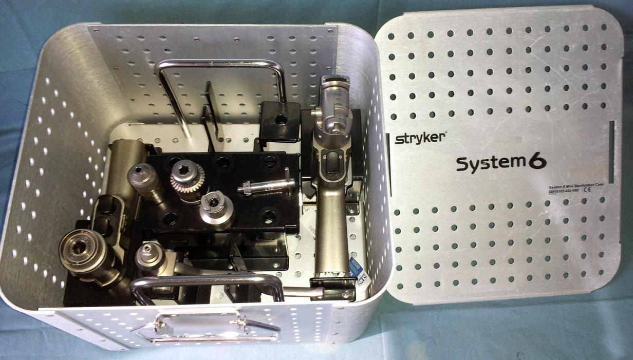 Stryker System 6 Drill & Saw Set With attachments & Sterilization Case - Tested