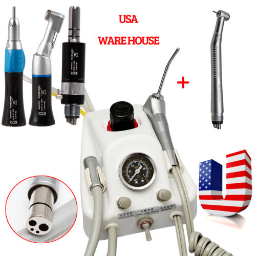 USA!! Dental Air Turbine Portable with High & Low Speed Handpiece KIT 4 Hole Fb#