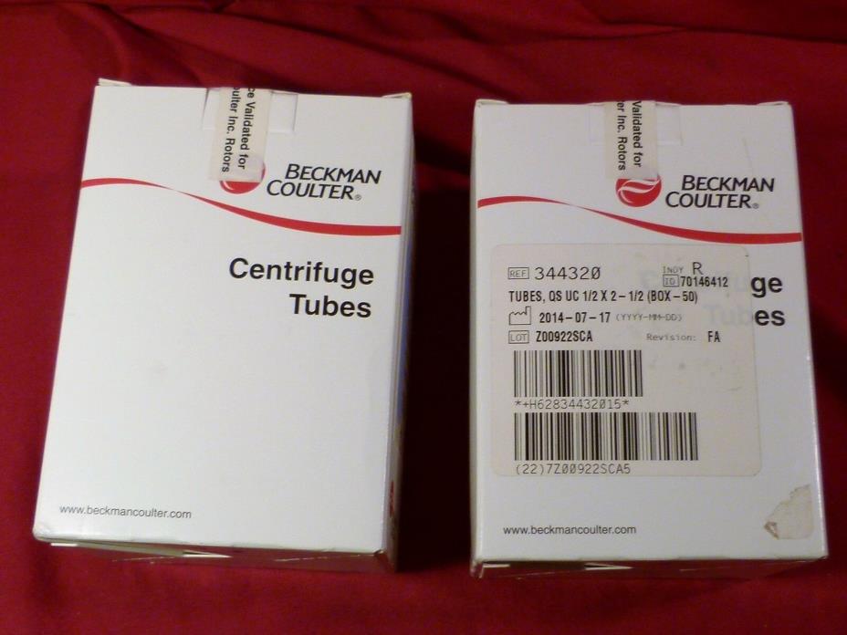 2- NEW Boxes of (50) Beckman Coulter 13mm x 64mm  Centrifuge Tubes, #344320