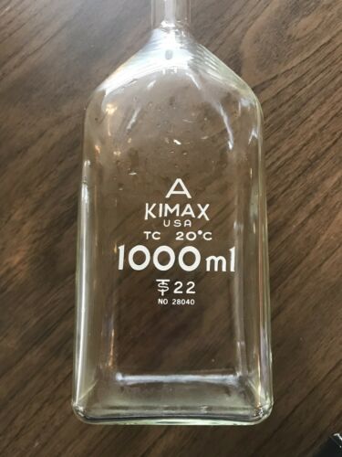 1000ml KIMAX Glass Bottle 15” with Glass Stopper -  A RARE FIND!