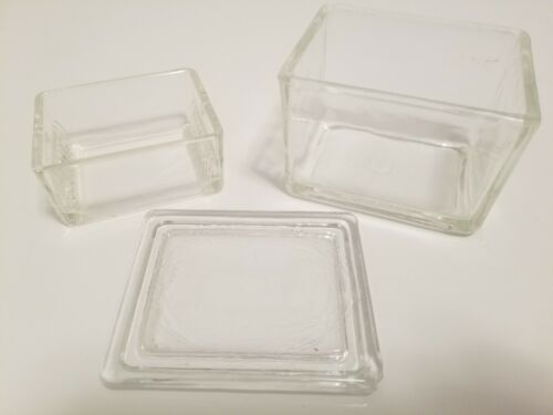 Lot of 6 Laboratory Glass 10-Slide Staining Dish with Cover & Rack w/o Handle