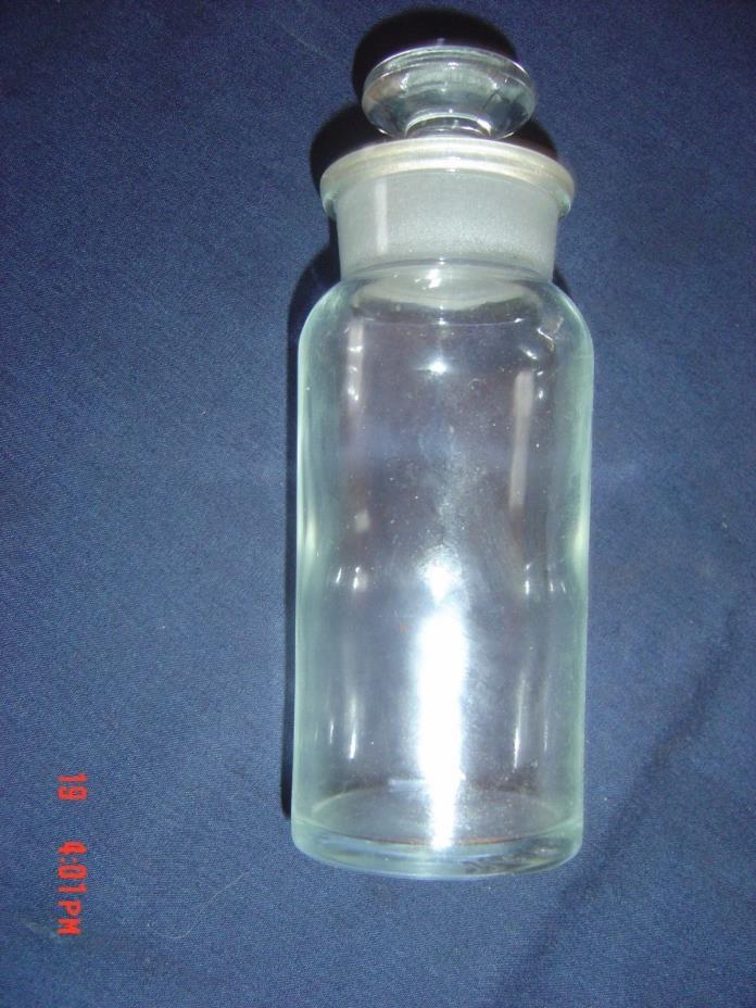VINTAGE T.C.W. Co. USA Wide Mouth Ground Glass Bottle # 8 WITH GLASS STOPPER
