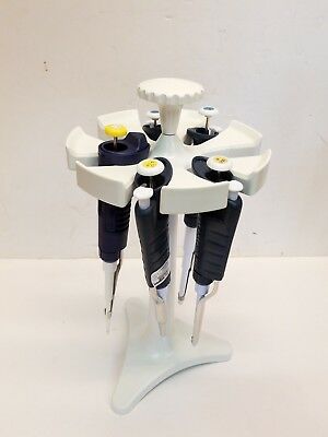 Lot 5 Gilson Pipetman Pipette Set Pipet Variable P2 P20 P1000 P200 W/Stand