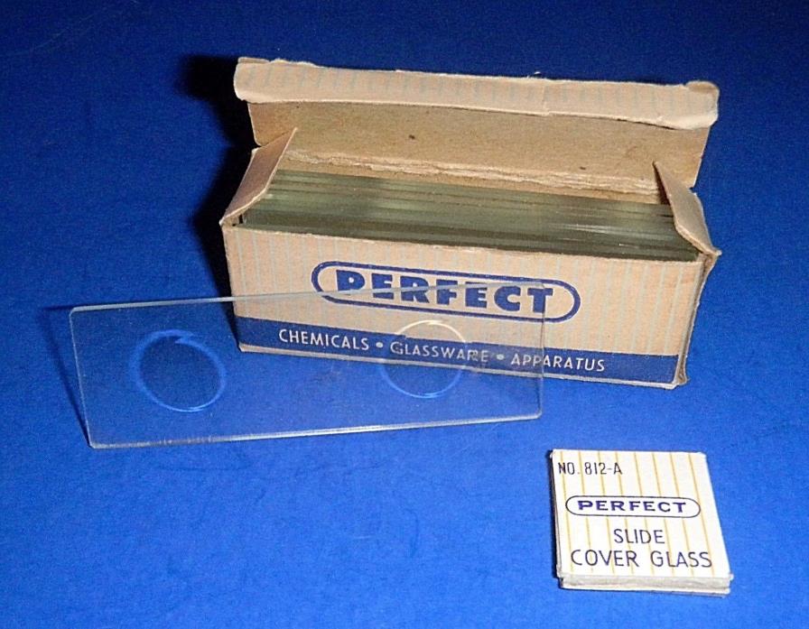 12 Vintage PERFECT No.811-C Concavity Two Well Microscope Slides & 10 Covers