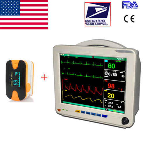 12inch 6-Parameter Patient Monitor ECG,NIBP,SPO2,TEMP,RESP,PR CE FDA