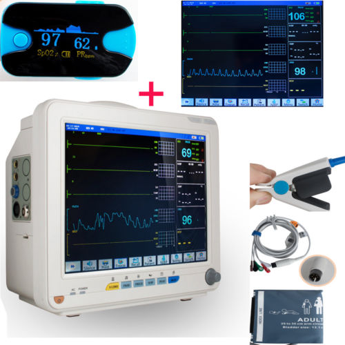 Big 12 Inch 6 parameter Cardiac Vital Sign Patient Monitor NIBP + OLED Oximeter