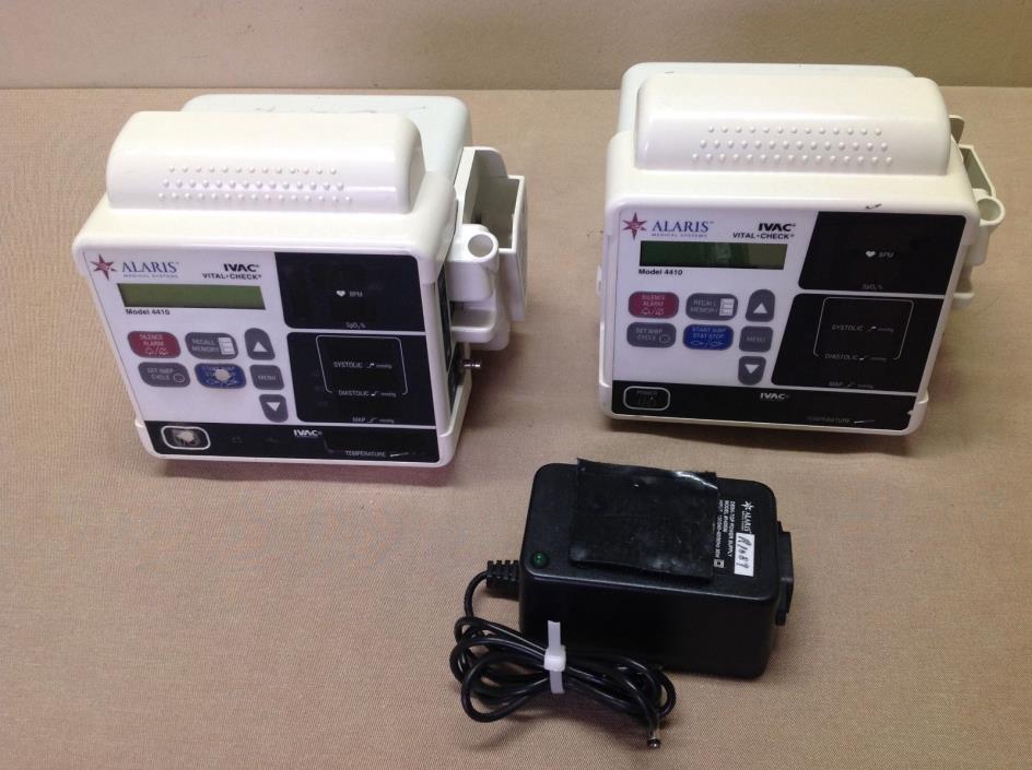 (2) Alaris 4410C IVAC Vital-Check Patient Monitors w/ (1) Power Supply 143536