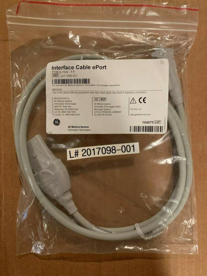 GE Interface Cable ePort 2017098-001 5ft. NEW
