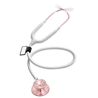MDF Acoustica Lightweight Dual Head Stethoscope White / Rose NIB