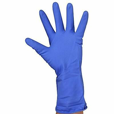 Heavy Duty Rubber Gloves, 18 Mil Latex, Cotton Lining, Textured Grip, Medium Of