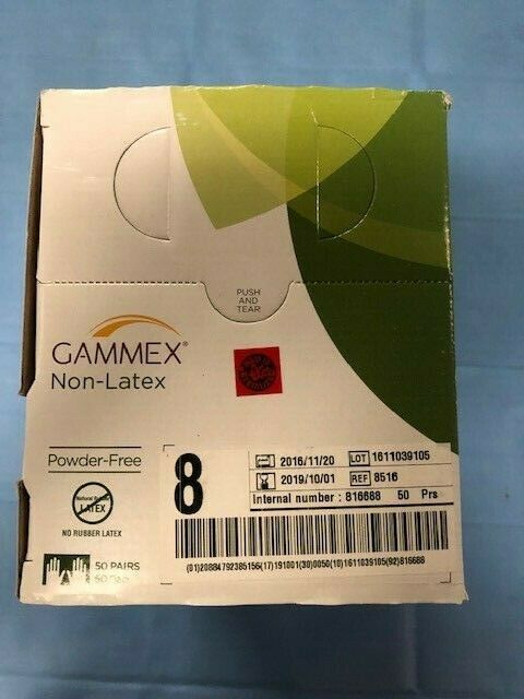 Ansell 8516 Gammex Non-Latex Powder Free sz 8 50pr