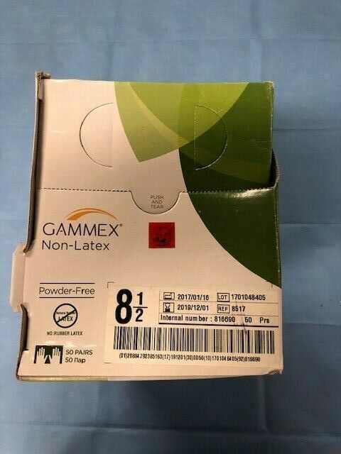 Ansell 8517 Gammex Non-Latex Powder Free sz 8 1/2 50pr