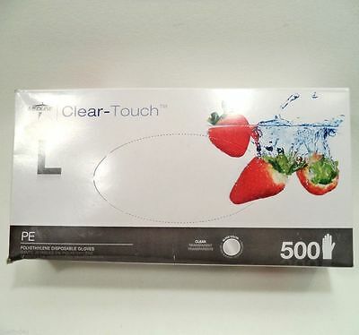 MEDLINE CLEAR TOUCH POLYETHYLENE DISPOSABLE LG GLOVES NEW IN BOX OF 500