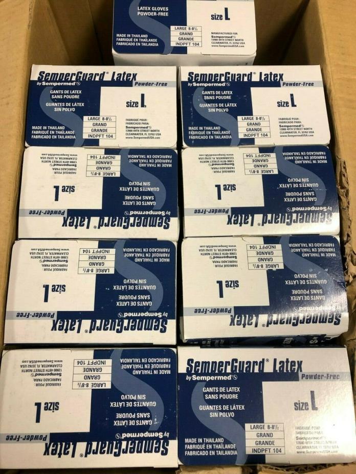 SEMPERMED SEMPERGUARD LATEX POWDER FREE GLOVE -LARGE-9 BOXES OF 100 GLOVES EACH