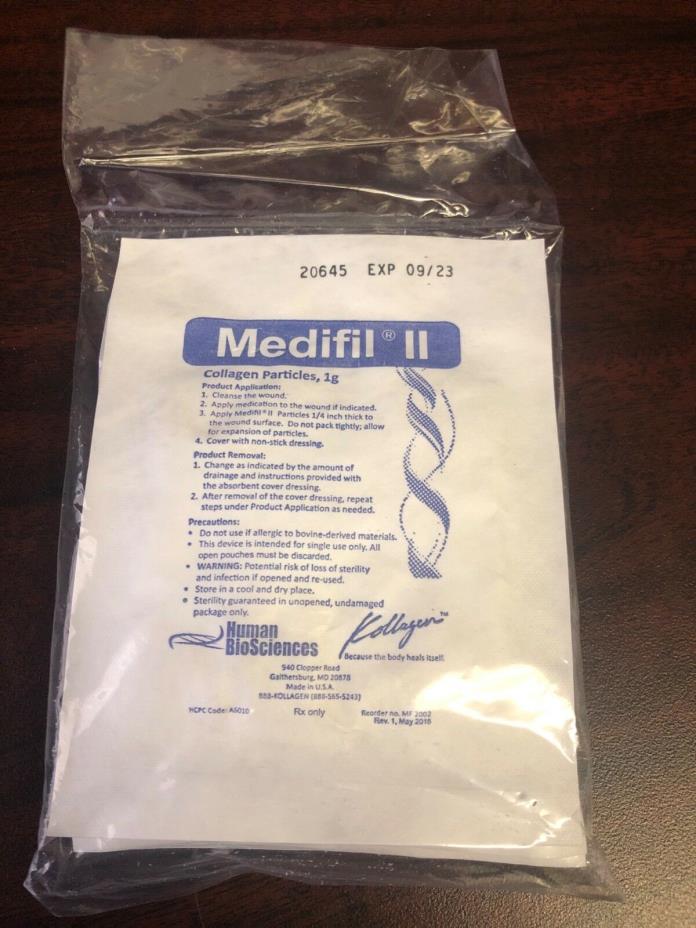 Medifil II Particles Collagen Dressing: 1g (10mL) packets lot of 5
