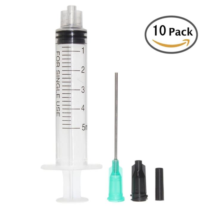 5ml Syringes with 18Ga 1.5'' Blunt Tip Needle and Storage Caps  (Pack of 10)