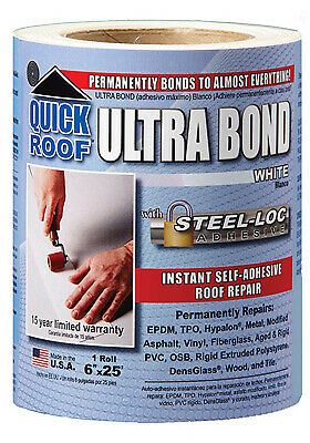 COFAIR PRODUCTS INC Ultra Bond Roof Repair, Self-Adhesive, White, 6-In. x 25-Ft.