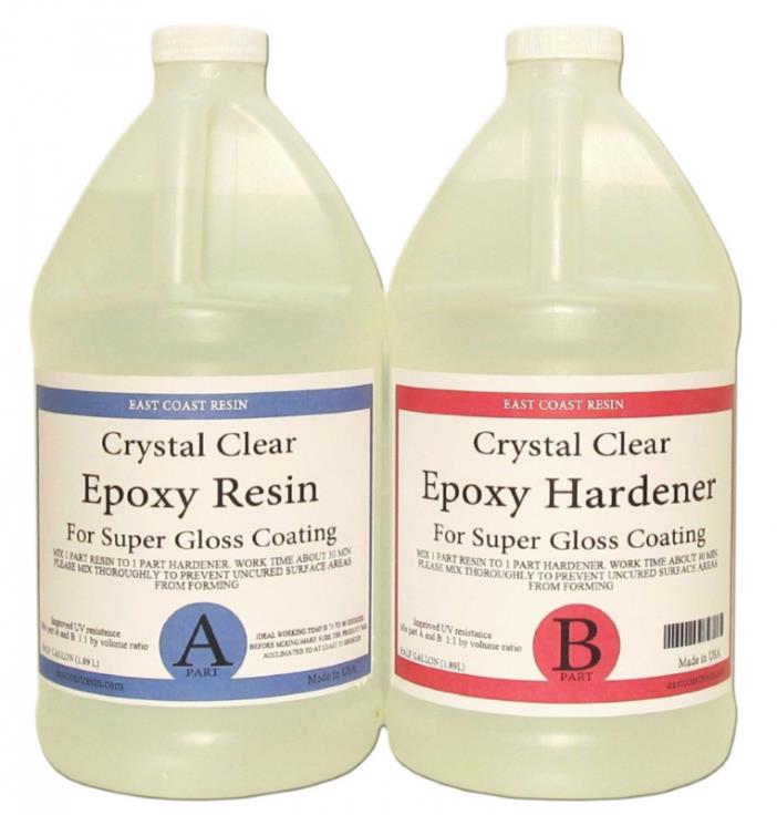 EPOXY RESIN CRYSTAL CLEAR 1 Gallon Kit. FOR SUPER GLOSS COATING AND TABLETOPS