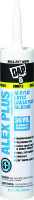 Alex Plus 18172 Acrylic Latex Caulk With Plus Silicone, 10.1 oz, Cartridge,