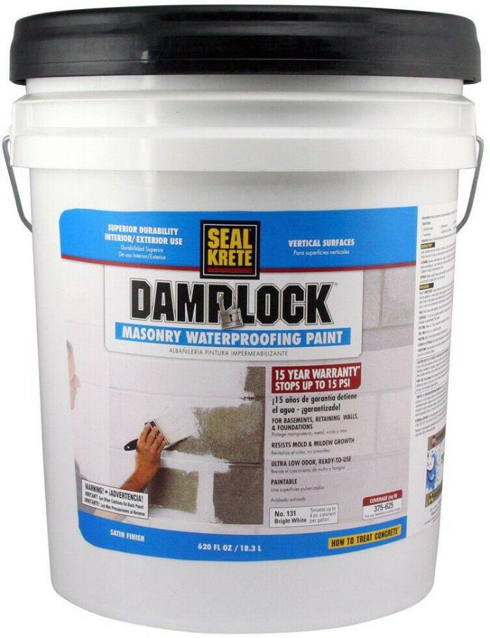 Damplock Masonry Concrete Waterproofing Paint Low Odor Interior Exterior 5 Gal