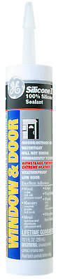 GE Silicone II Window and Door Silicone Sealant, 10.1 oz, Cartridge, White,